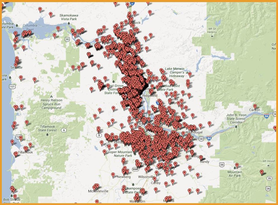 Saint Helens Metro Area Map
